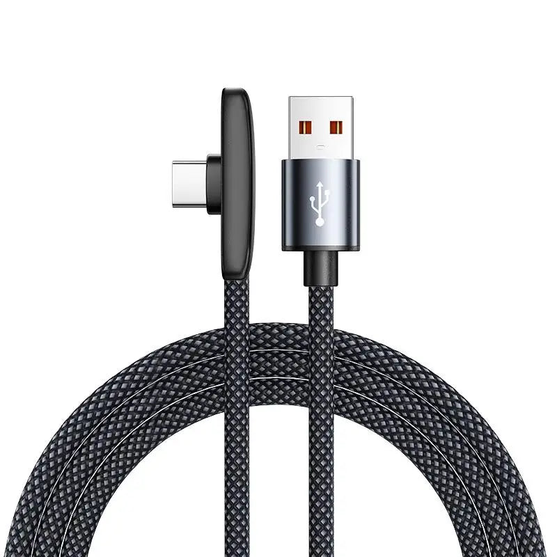 100W Fast Charging USB Type C Cables 90 Degree Elbow Portable Right Angle Data Line for Samsung Xiaomi Huawei Google