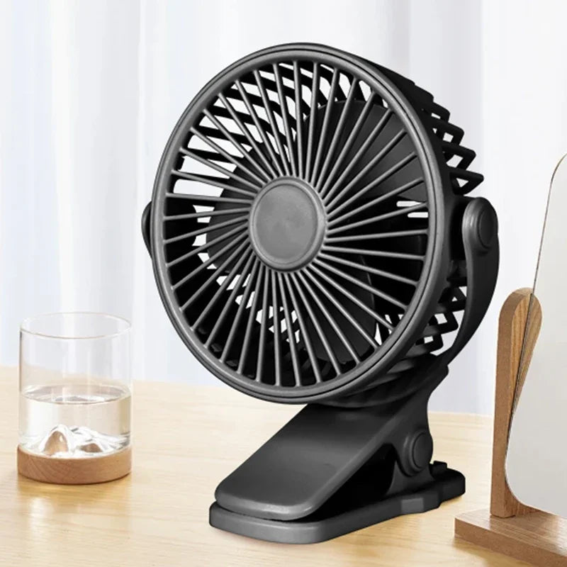 USB Rechargeable Table Fan Clip-On Type Portable Mini Desk Fan Hanging Clip Fan Night Light Air Cooler Outdoor Fans