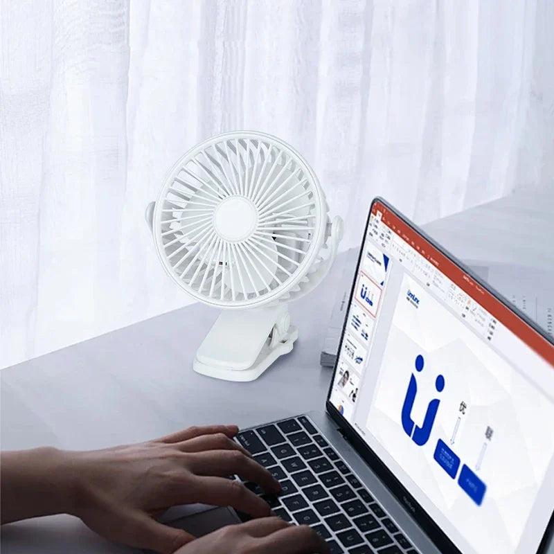 USB Rechargeable Table Fan Clip-On Type Portable Mini Desk Fan Hanging Clip Fan Night Light Air Cooler Outdoor Fans