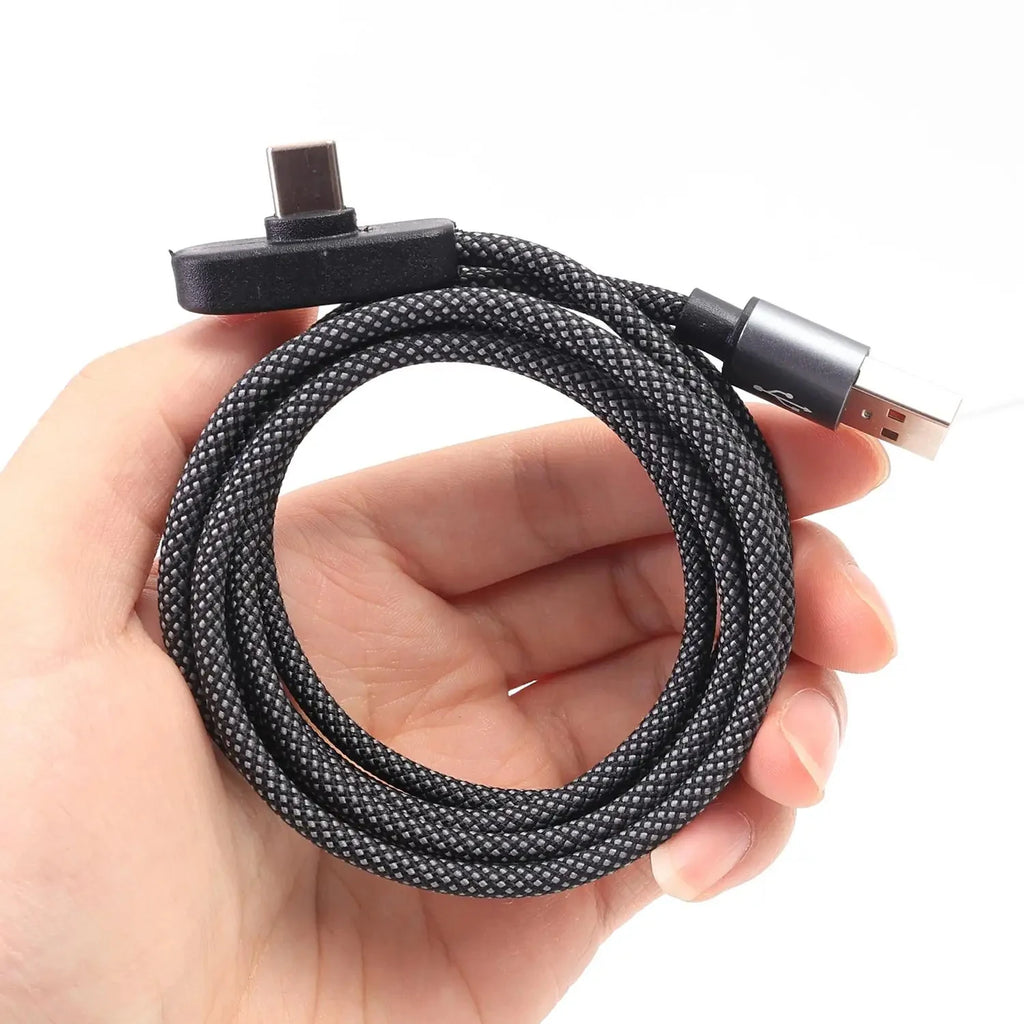 100W Fast Charging USB Type C Cables 90 Degree Elbow Portable Right Angle Data Line for Samsung Xiaomi Huawei Google